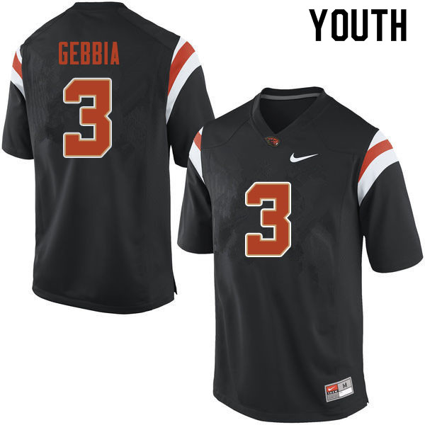 Youth #3 Tristan Gebbia Oregon State Beavers College Football Jerseys Sale-Black - Click Image to Close